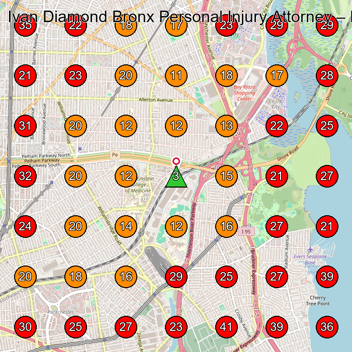 Ivan Diamond Bronx Personal Injury Attorney GeoGrid visibility map for Personal Injury Attorney in Bronx